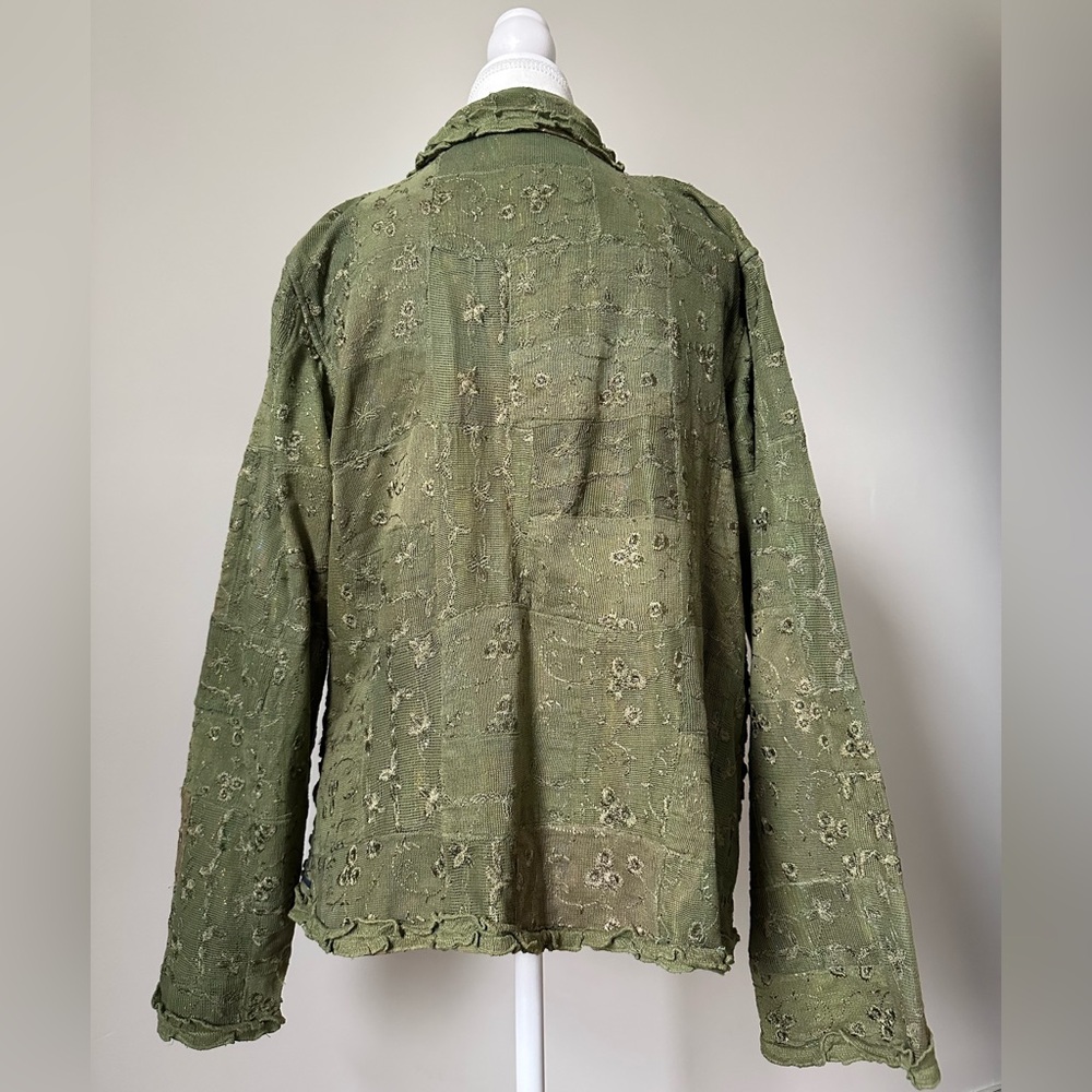 PARSLEY & SAGE Green Patchwork Lace Rainbow Lagenlook Arsty Button Down Size XL - Picture 4 of 9